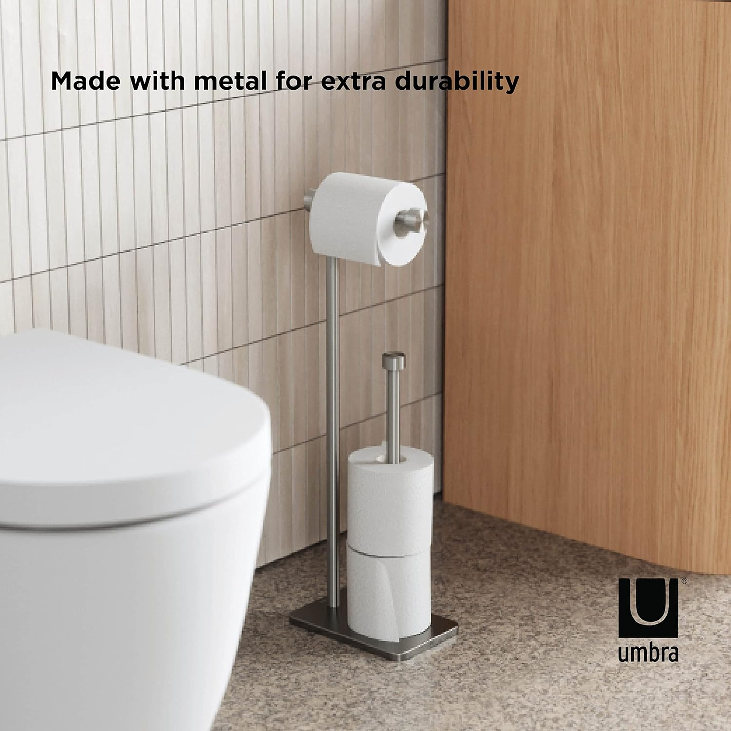 Umbra Cappa Toilet Paper Holder and Reserve, Nickel image number 6