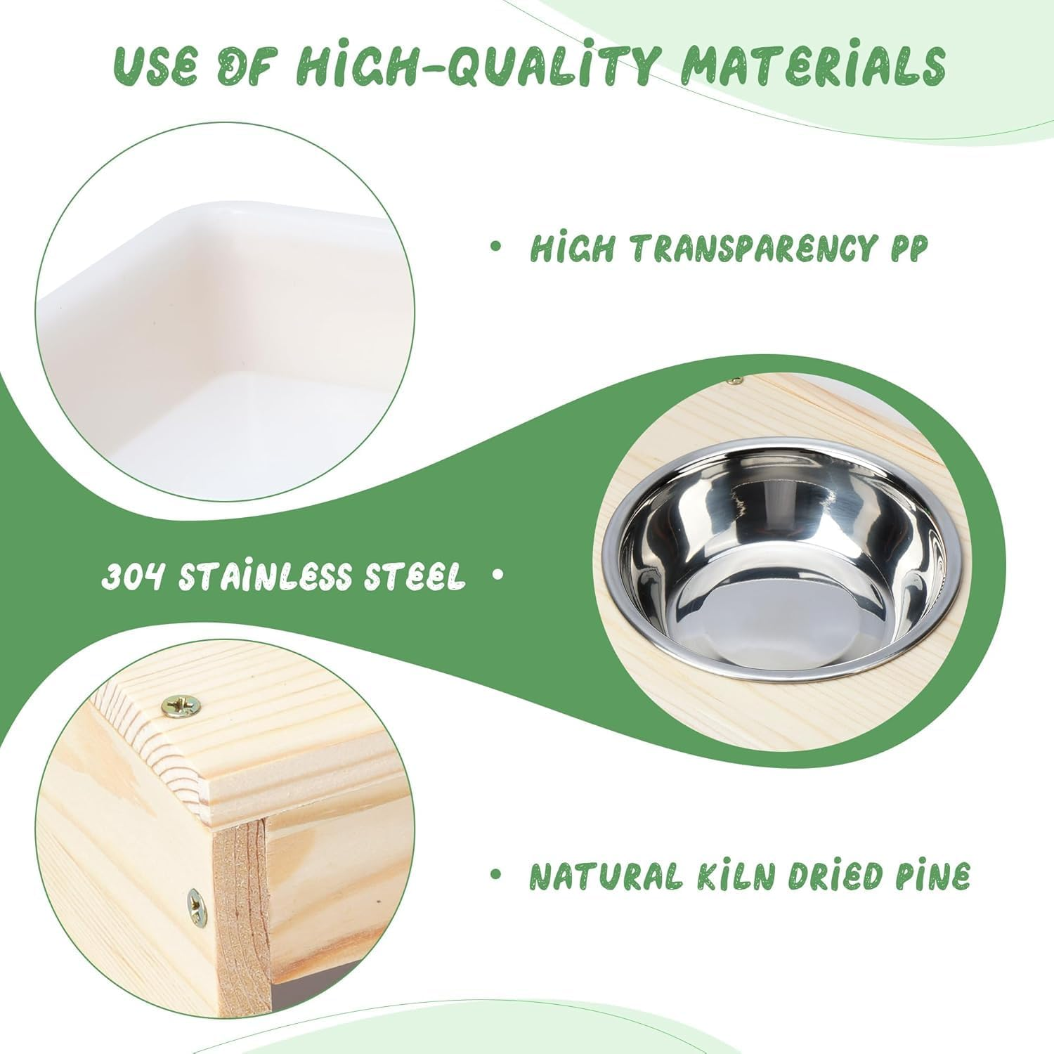 Hay Feeder with Litter Box and Bowls, Wooden Guinea Pig Holder Toilet for Bunny, Chinchillas, Hamster, Small Pet Rack Manger, Wood Colour image number 3