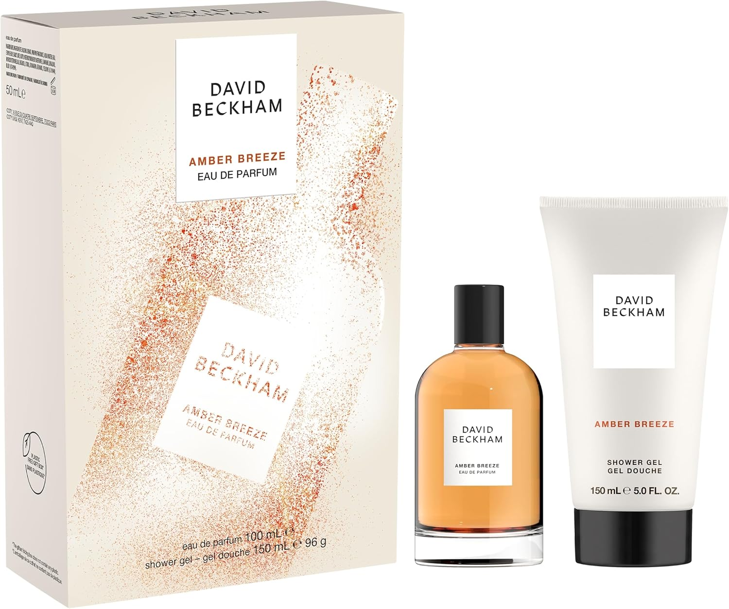David Beckham Collection Amber Breeze Eau De Parfum & Shower Gel Gift Set for Him, Ambery, Aromatic Scent, 100Ml & 150Ml