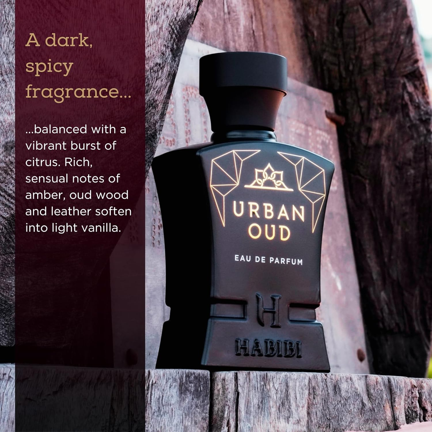 H HABIBI Urban Oud Perfume for Men &ndash; 2.5 Oz (75ML) Long Lasting Arabian Cologne, Woody Citrus Oud Men Perfume, Luxury Fragrance Gift for Special Occasions image number 6