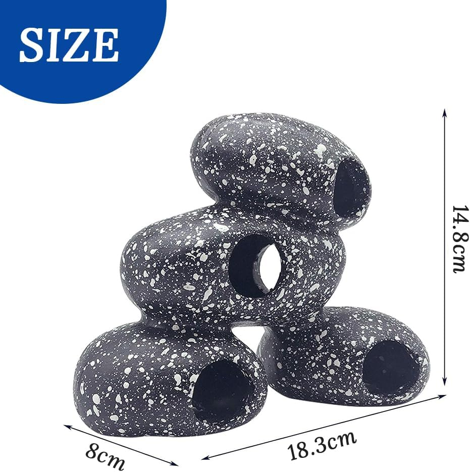 Aquarium Stone Hideout Decoration, Fish Tank Landscaping Decoration, Betta Fish Cave Hideout for Aquatic Pets Breeding, Playing, Resting, Shrimp, Dwarf Snapper (Black) image number 5