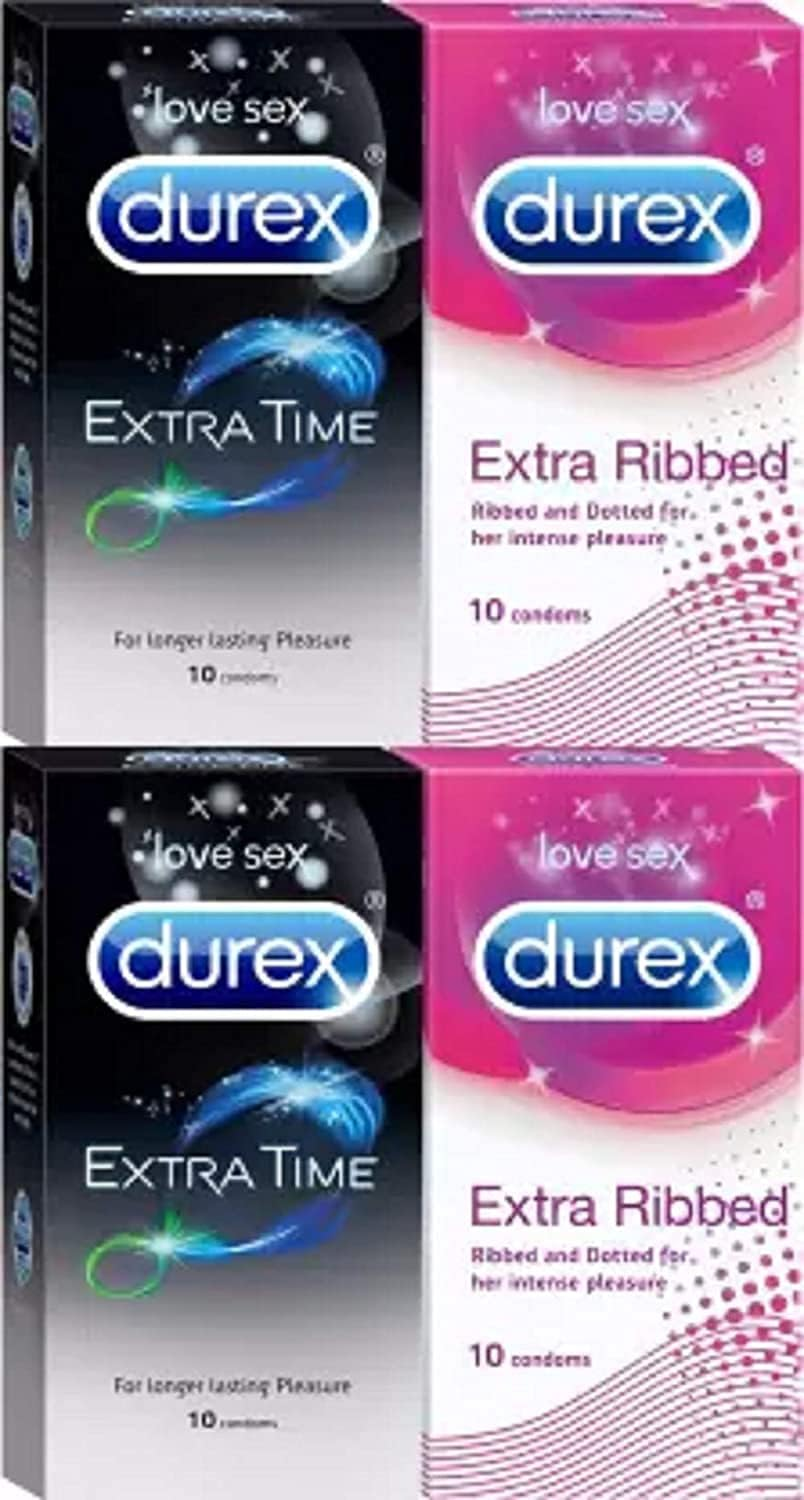 Durex Extra Time, Extra Ribbed Condom (Pack of 40) image number 2