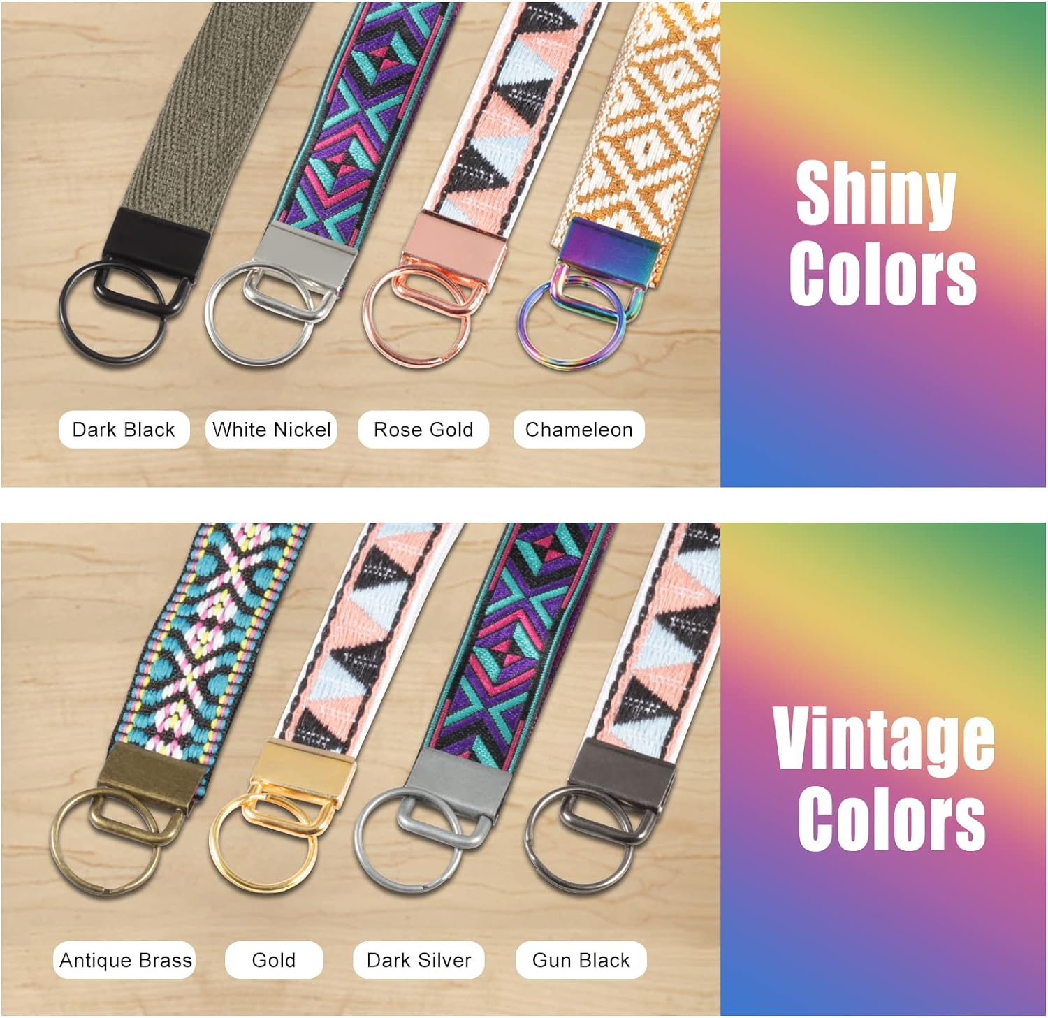 Key Fob Hardware Set 8 Colors Keychain Fob Hardware Kit for Wristlet Keychain, Key Lanyard and Key Chain Making image number 1