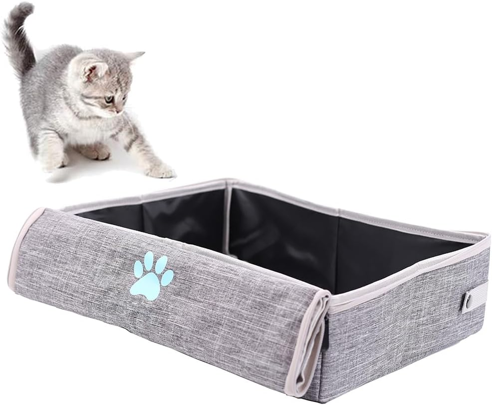 Cat Travel Litter Box, Portable Litter Box for Traveling and Outdoor Adventure, Collapsible and Space Saver (Grey) image number 4