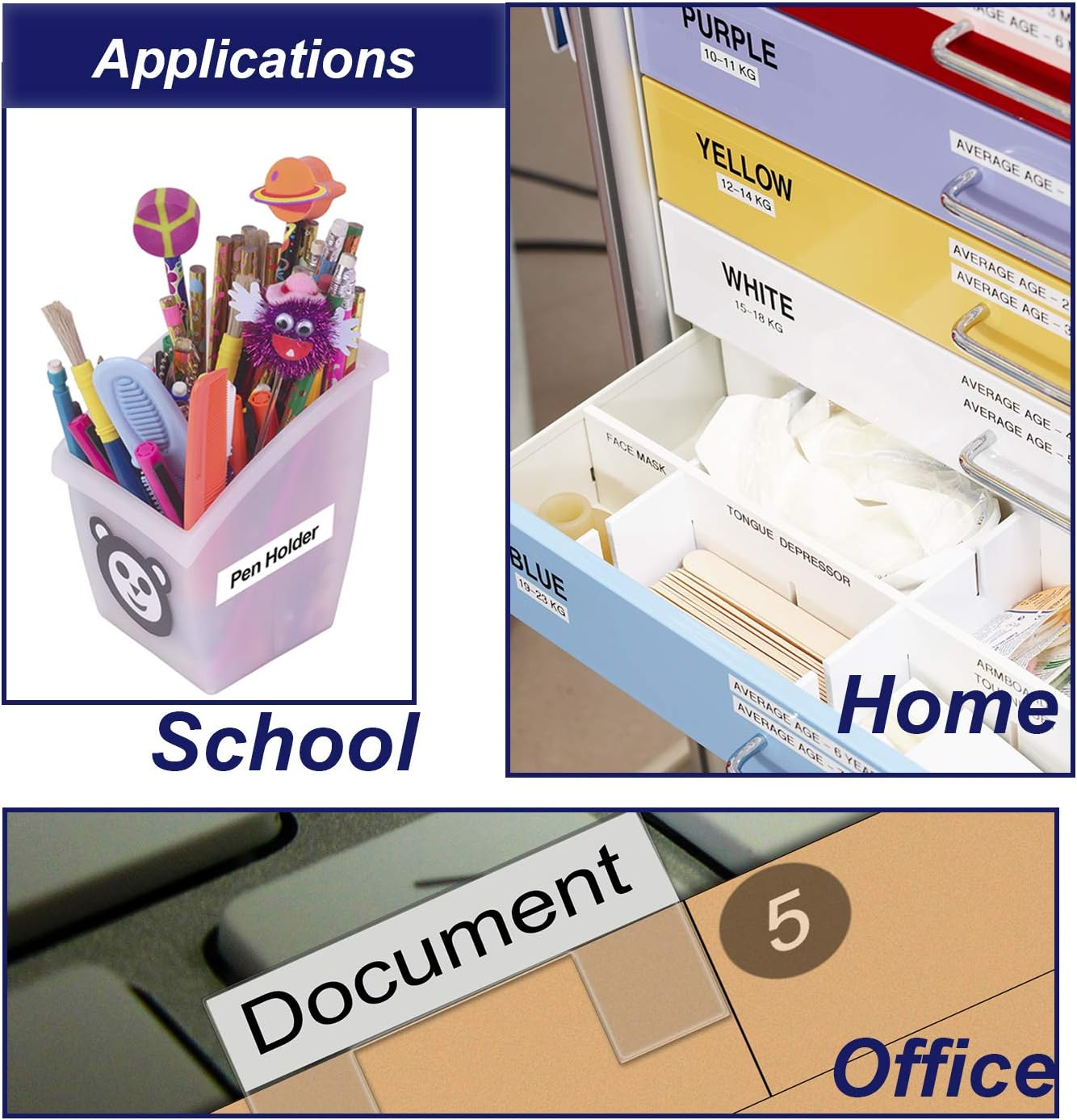 Weemay 8 Pack Compatible Label Tape Replacement for Dymo Letratag Refills 91331 (S0721660) Plastic 12Mm X 4M Black on White Label Tape for Dymo Label Maker LT-100T LT-100H LT-110T QX50 - White image number 4