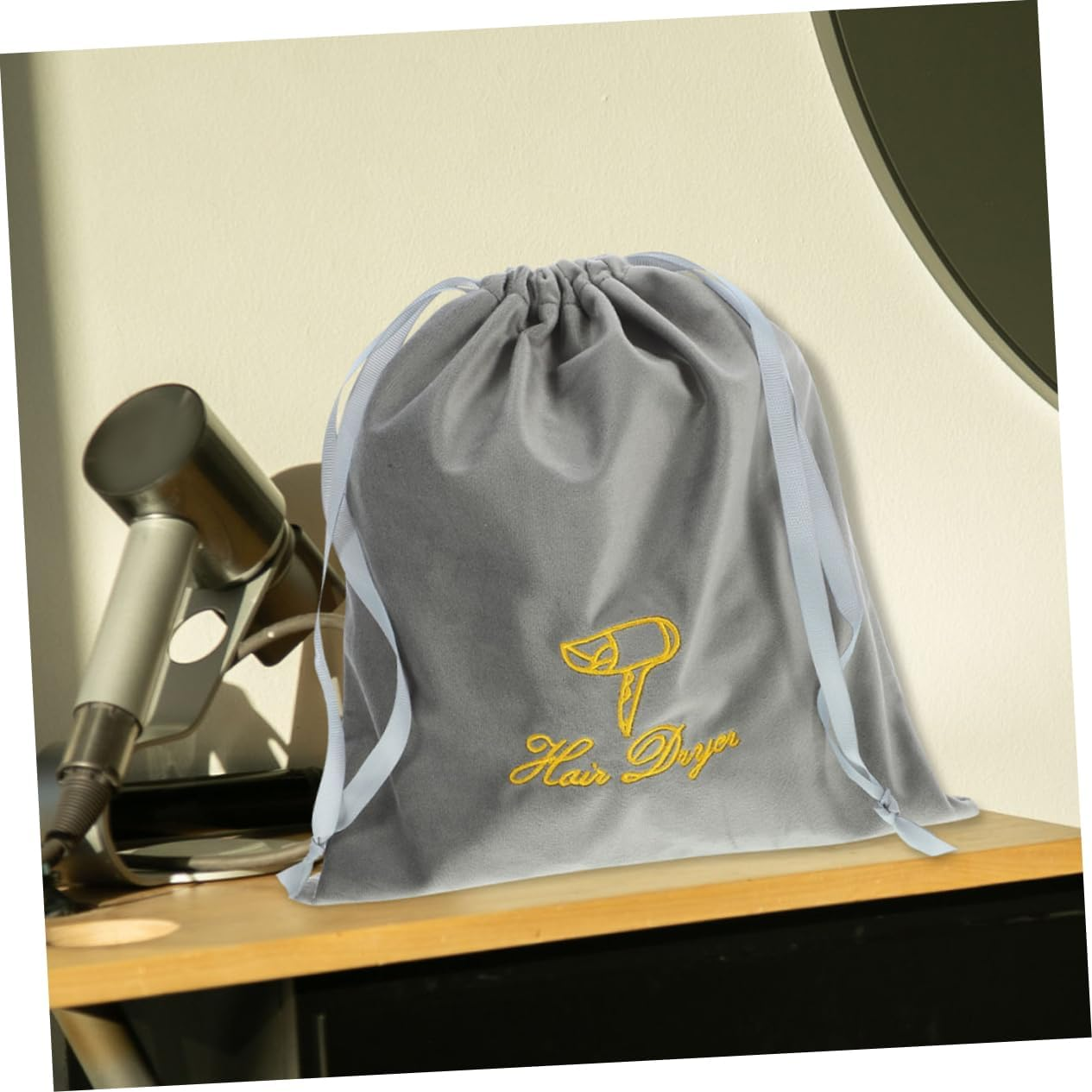 WOONEKY 2Pcs Hair Dryer Storage Bags Travel Cosmetic Bag Drawstring Hair Blower Pouch image number 5