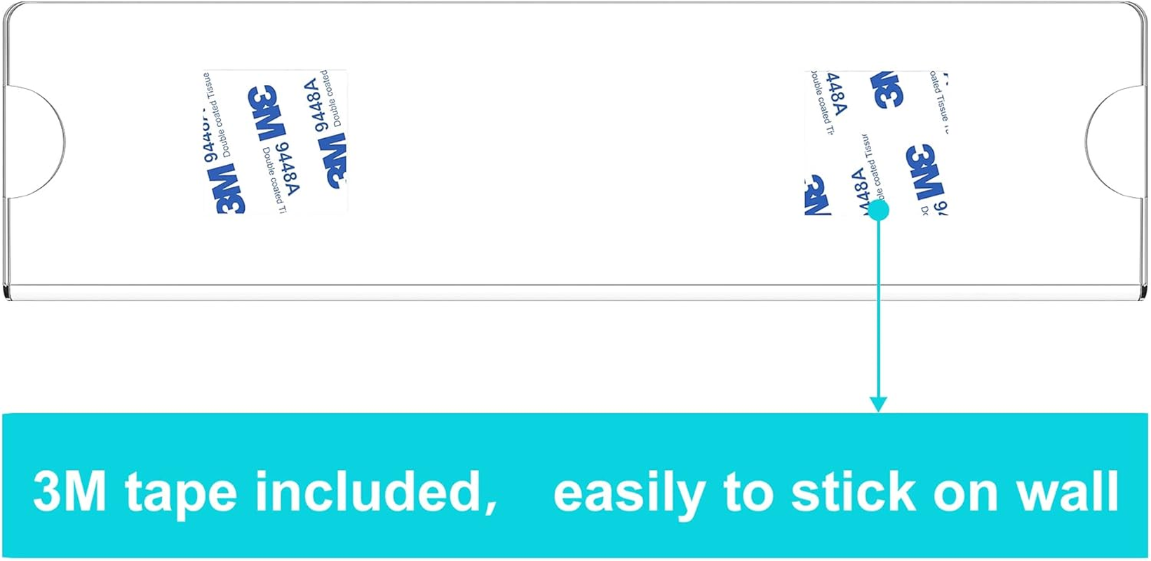 Richboom Acrylic Wall Name Plate Holder, 2X8 Inch, 30 Pack Clear Acrylic Sign Holder Frame with Adhesive Tapes, Door Plates for Home, Office, Classroom image number 2