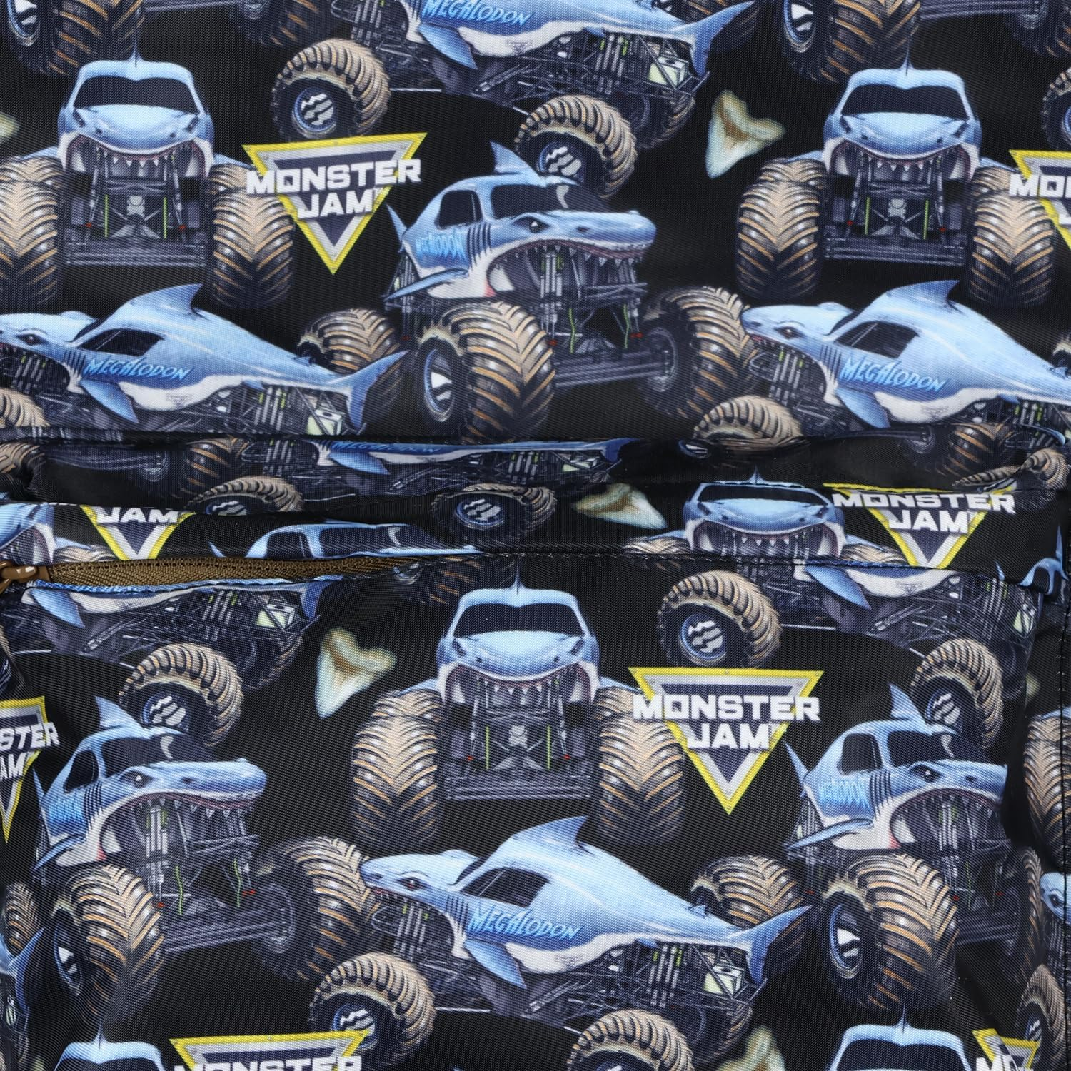 INTIMO Monster Jam Backpack Allover Megalodon Shark Monster Truck School Book Bag with Laptop Tech Sleeve image number 2