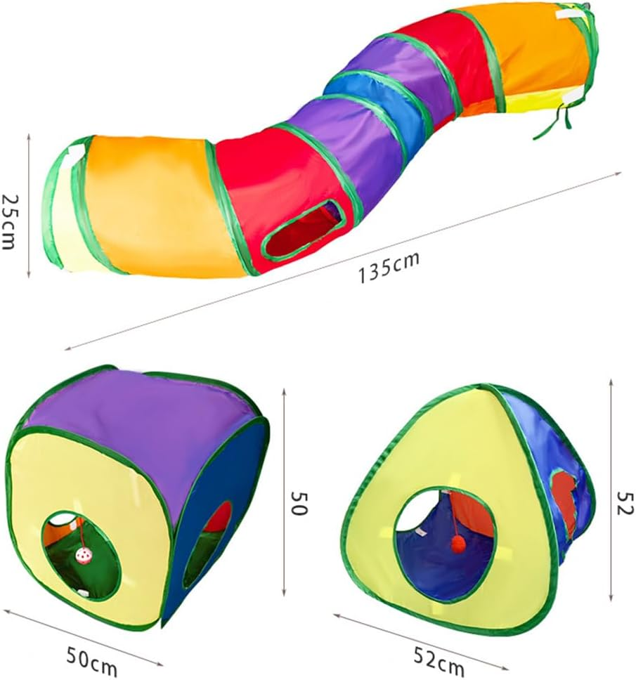 Cat Tunnels, Kitten Tunnel Tube,Cat Combination Tunnel,For Outdoor Indoor Supplies,For Kitten, Puppy, Kitty,With Play Ball and Bell,Peek Hole,Foldable,Pop Up image number 1