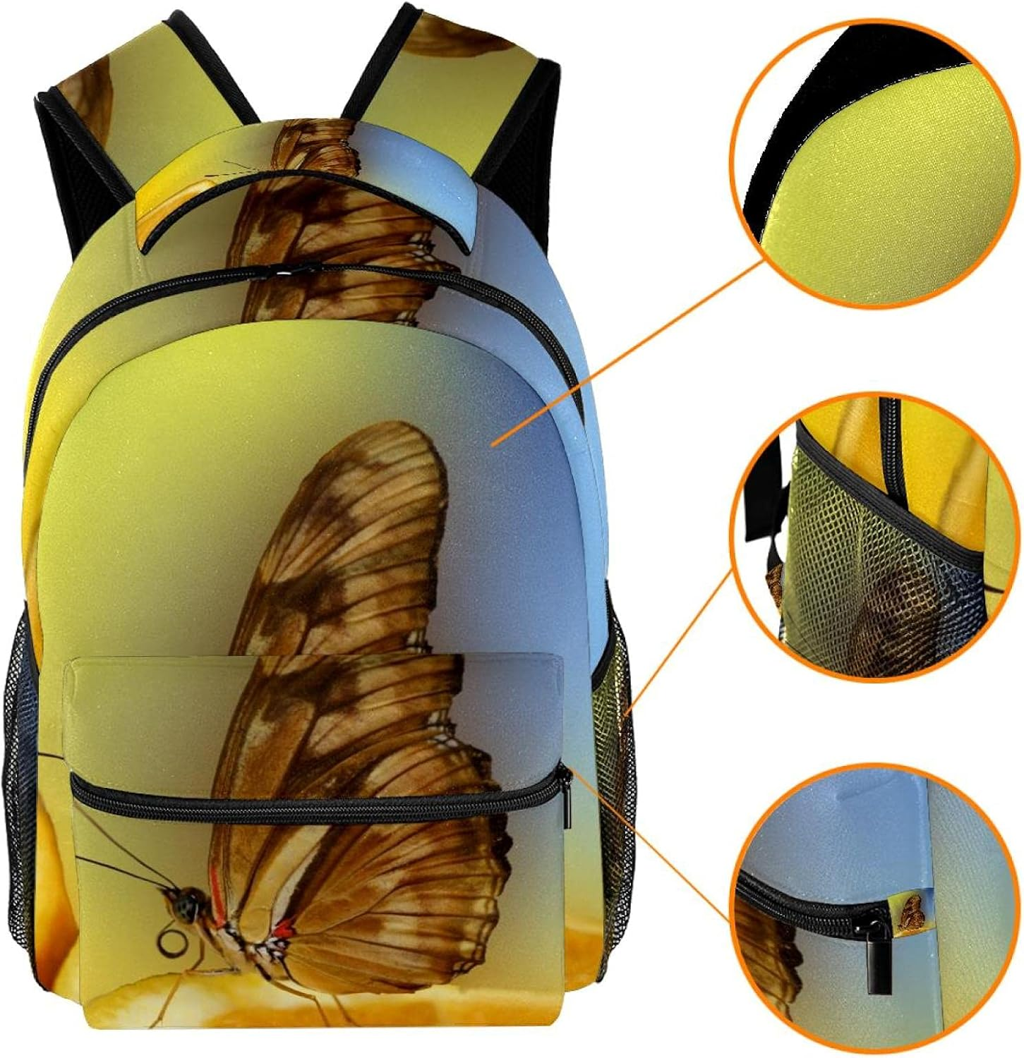 Insect Nature Butterfly Backpack Students Shoulder Bags Travel Bag College School Tote Backpacks image number 5