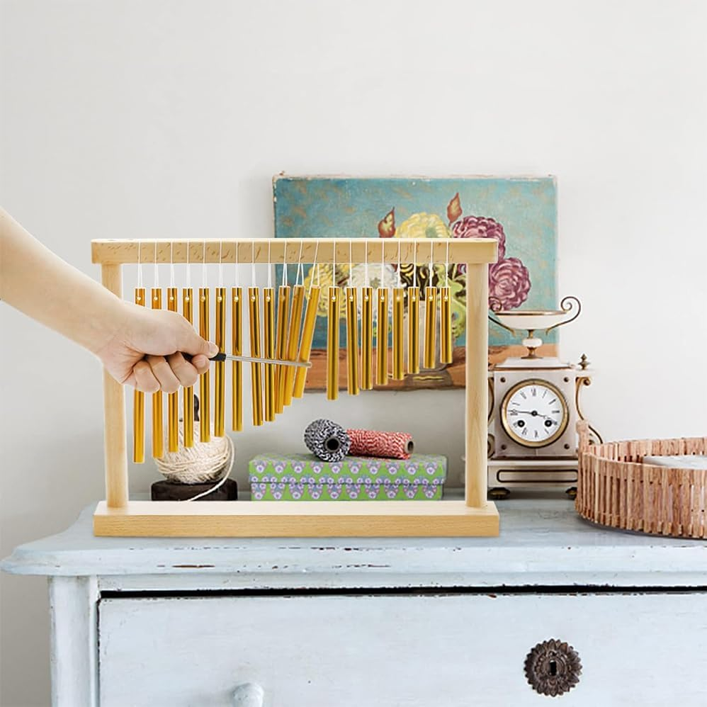 20 Note Chime Table Wind Chime,Bars Musical Percussion Item with Mallet for Office Ornament Decor Educational,Wind Chimes Percussion Instrument for Meditation,Yoga,Sound Healing & Music Performances image number 1