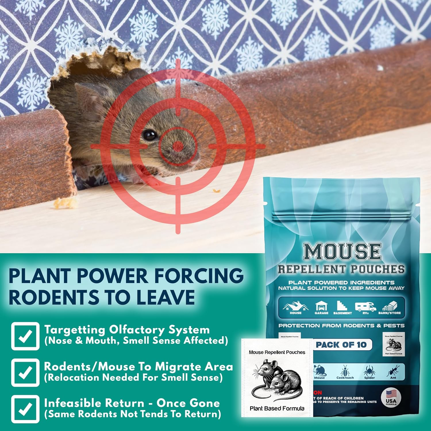 Extra Strong 12Pack Vamoose Mouse Repellent Pouches Botanical Rodent Repellent Indoor Rat Deterrent Outdoor Vamoose Rodent-Repelling Pouches Mice Deterrents for Home Attic/Office/Shed/Barn/Storage/Rv