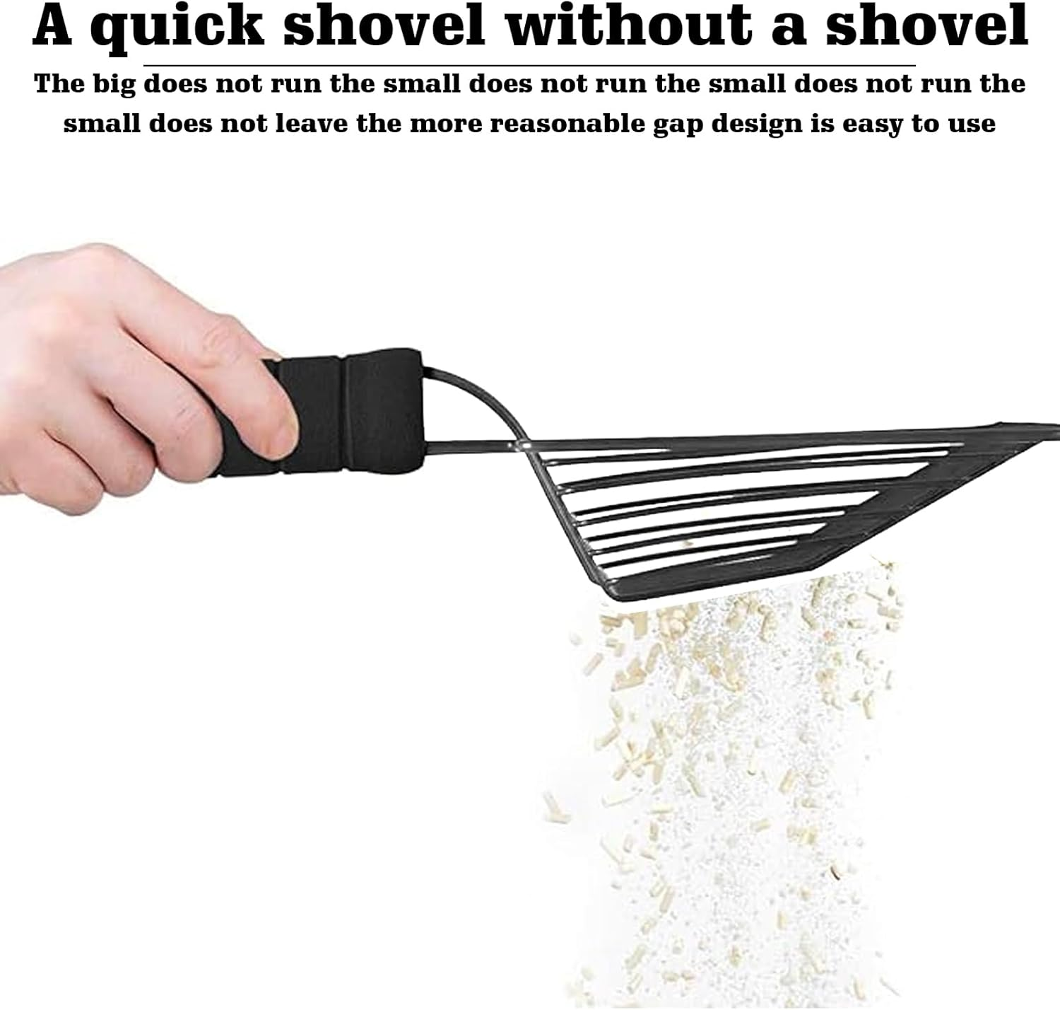 HOMURY Cat Litter Scoop: Metal Cat Litter Scoop for Cat Litter Tray, Sand Leakage Distance 0.8 Cm, Shovel with Handy Handle for Cat Litter Tray Cleaning Tools for Cats (Black) image number 6