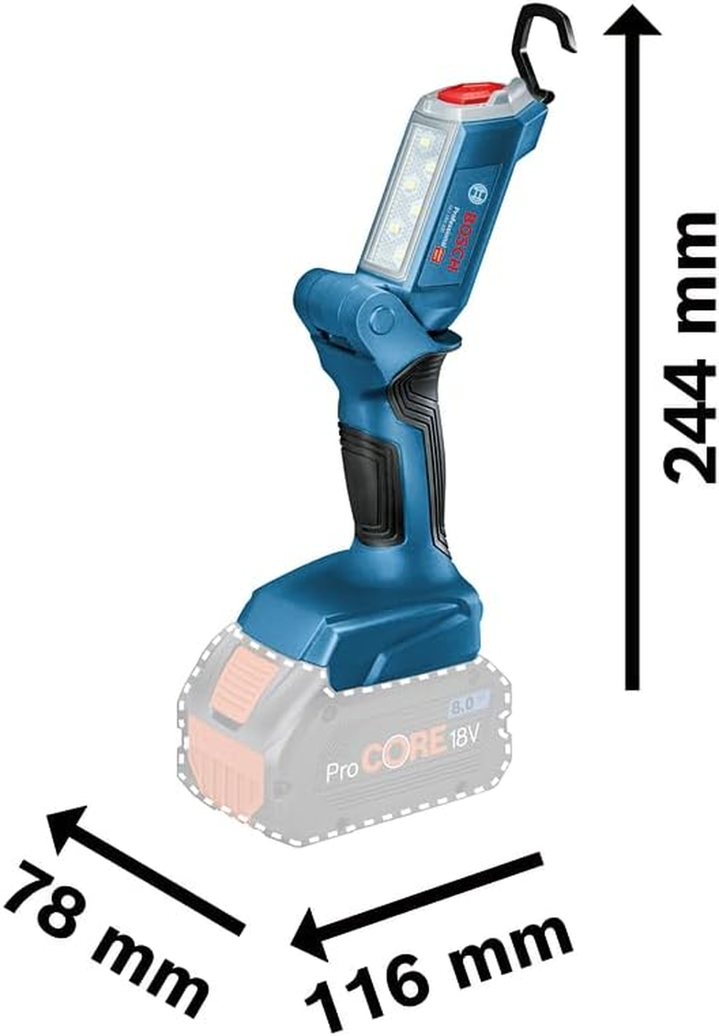 Bosch Professional 18V System GLI 18V-300 Cordless LED Light (Max. Brightness Level of 300 Lumens, excluding Rechargeable Batteries and Charger, in Cardboard Box) image number 1