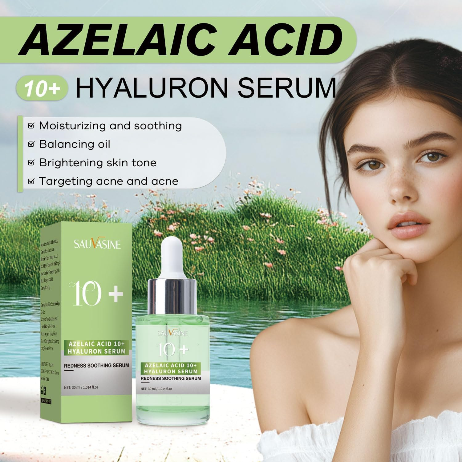 10% Azelaic Acid + Hyaluronic Acid Calming Serum - a Gentle Facial Serum for Sensitive Skin, Formulated with Hyaluronic Acid to Help Soothe Skin, Vegan-Friendly, 30Ml【Not Aunaxxx Brand】 image number 2