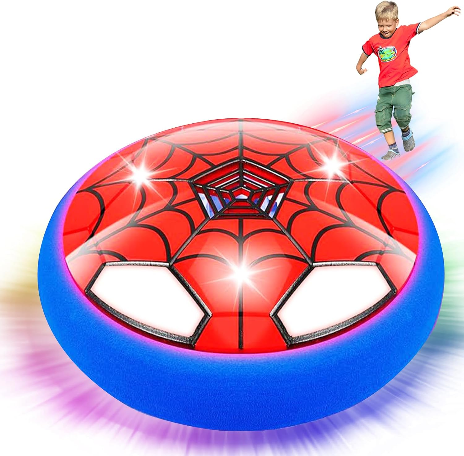 Acehq Hover Soccer Ball Air Floating Soccer Toy for Boys 4-8 Rechargeable LED Lights Soccer Toys Indoor Sport Games with Safe Foam Bumper Cool Birthday Gifts image number 2