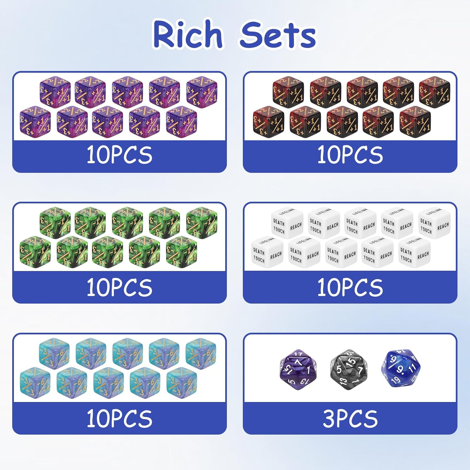 Fwqofvk 53 Pcs Counter Dice with Storage Bag, Acrylic Counter Dice Set Compatible with MTG, CCG, Card Gaming Accessory image number 2