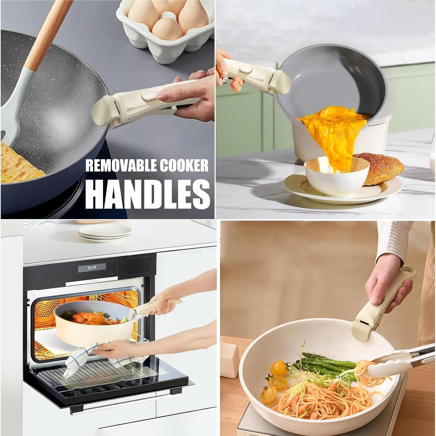 Removable Handle,Removable Pan Gripper,Handle for Detachable,Removable Pan Handle Universal Pot,Detachable Handle for Pots & Pans,Pot Handle Replacement Suitable for Cookware (White) image number 3