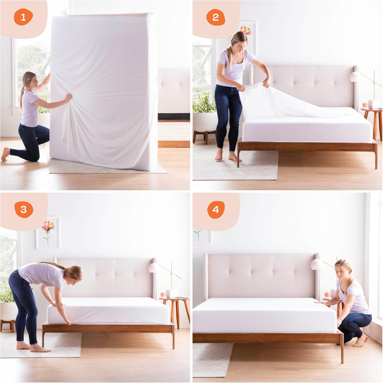 Linenspa Zippered Mattress Encasement &ndash; California King Size Waterproof Mattress Protector &ndash; Quiet Cover & Complete Protection &ndash; Dorm Room Essentials, White image number 4