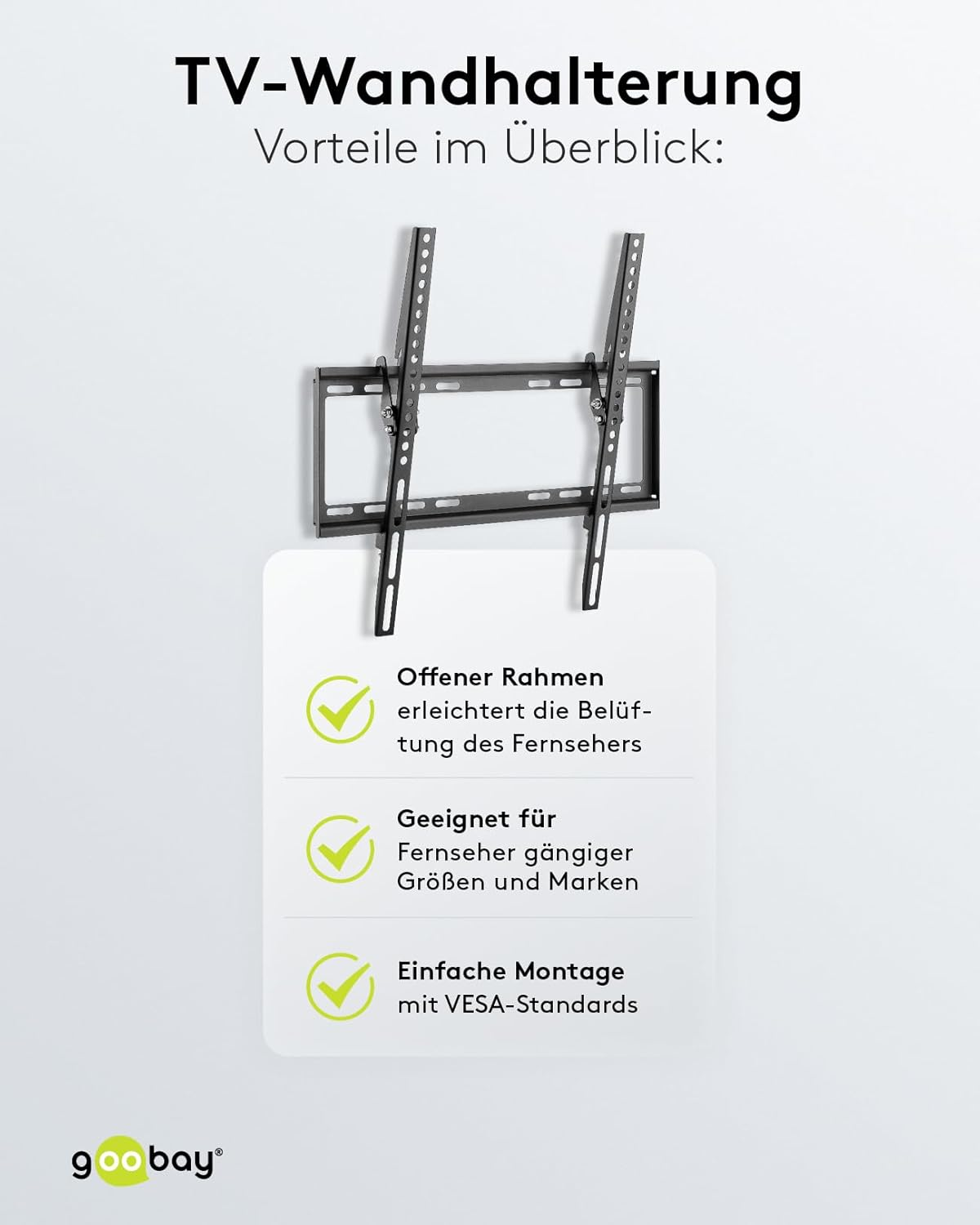 Goobay Tilt Wall Mount for TV Size 32-55, Black, Medium image number 6