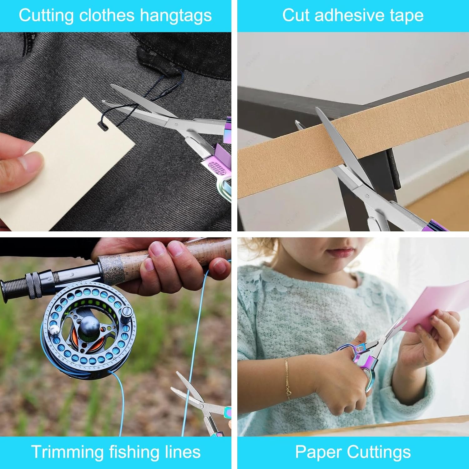 2 Pcs Foldable Stainless Steel Mini Scissors， Portable, Safety Keychain Design for Travel, Office, Craft, Sewing & Nursing(Color)