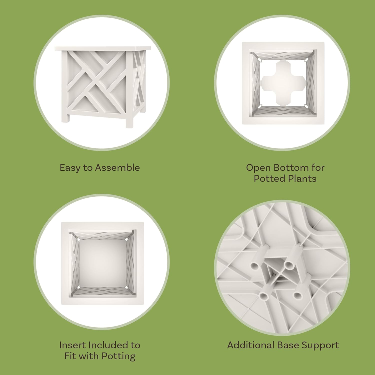 Pure Garden Lattice Design Planter Box - 15.5-Inch-Square Decorative Outdoor Flower or Plant Pot - Front Porch, Patio, and Garden Decor (White) image number 4