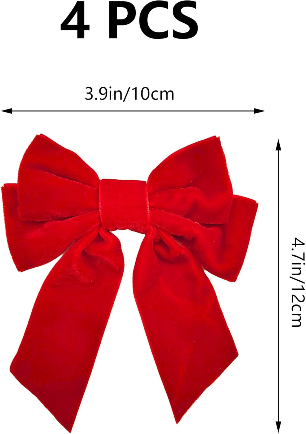 4 Pieces Large Bow Hair Clips Fabric Hair Bow Women Hair Clips Ponytail Holder Girls Bow Tie Hair Bows Clips Hair Bow Headband Velvet Bow Hair Clip Hair Band Red image number 6