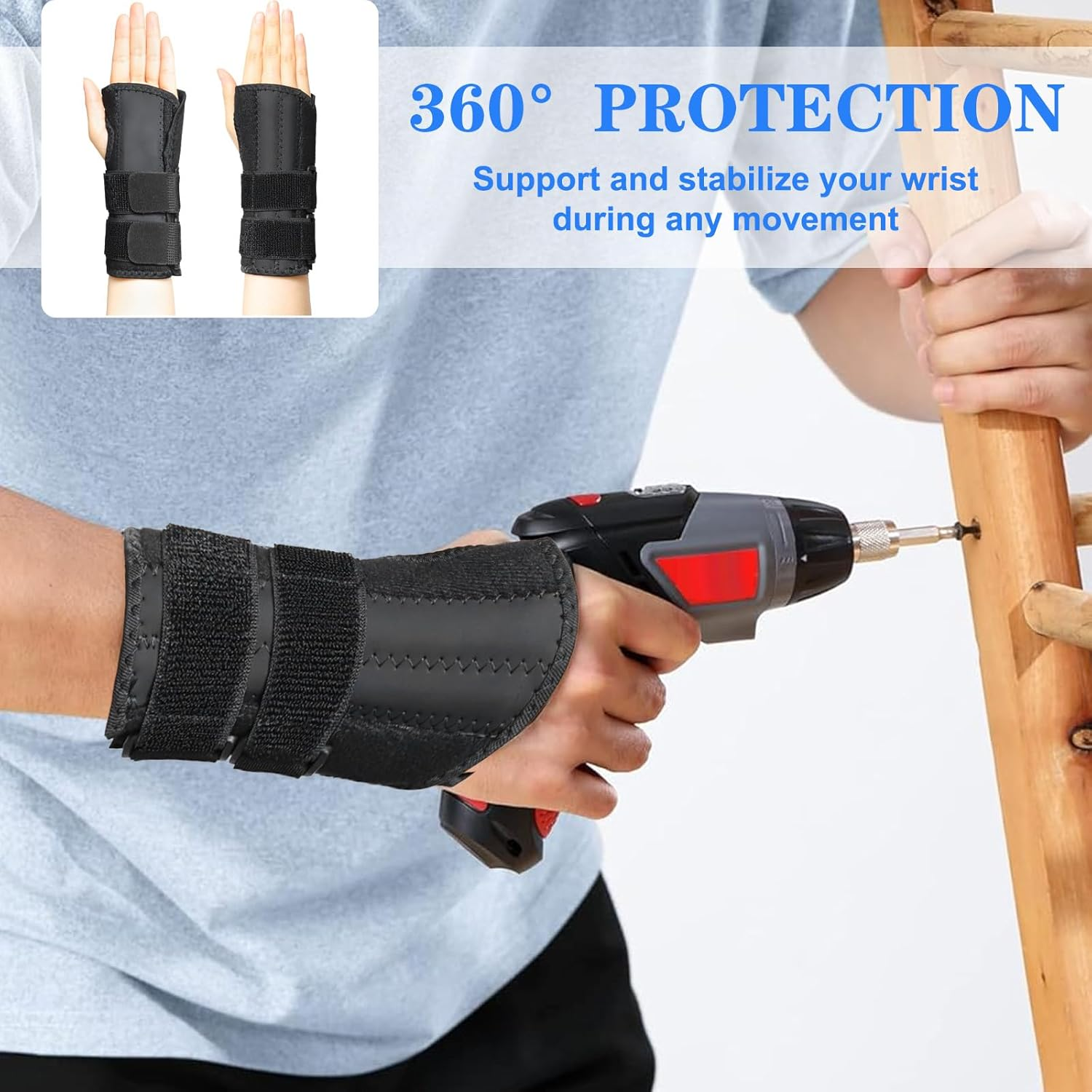 Carpal Tunnel Wrist Brace Night Support with Splints Right Hand, Hand Brace for Carpal Tunnel Syndrome, Arthritis, Tendonitis, Wrist Pain Relief, Wrist Immobilizer with Adjustable Straps and Breathable Material for Women and Men image number 4