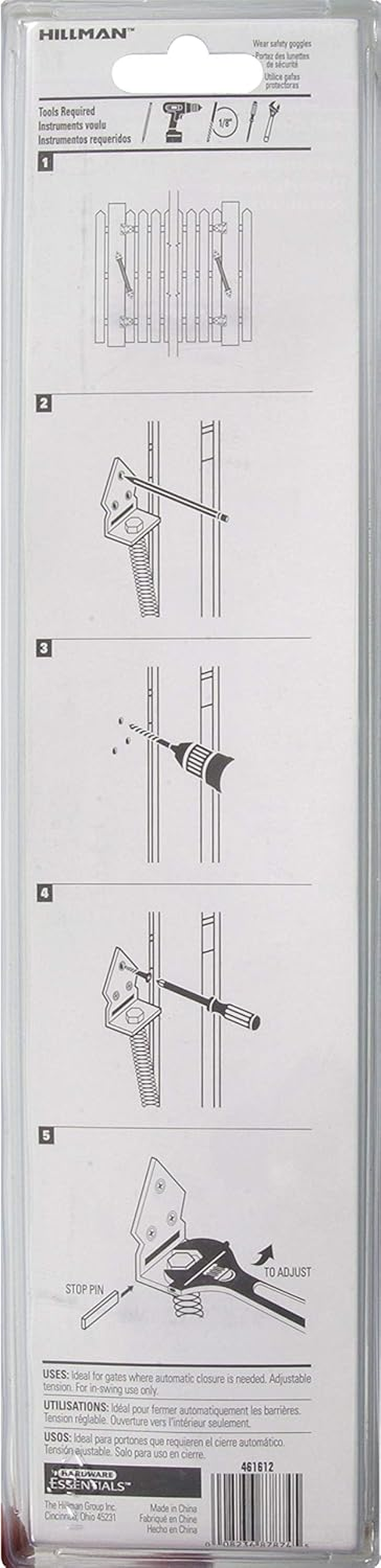 Hillman Stainless Steel Self Closing Gate Spring - Adjustable Tension, 851838