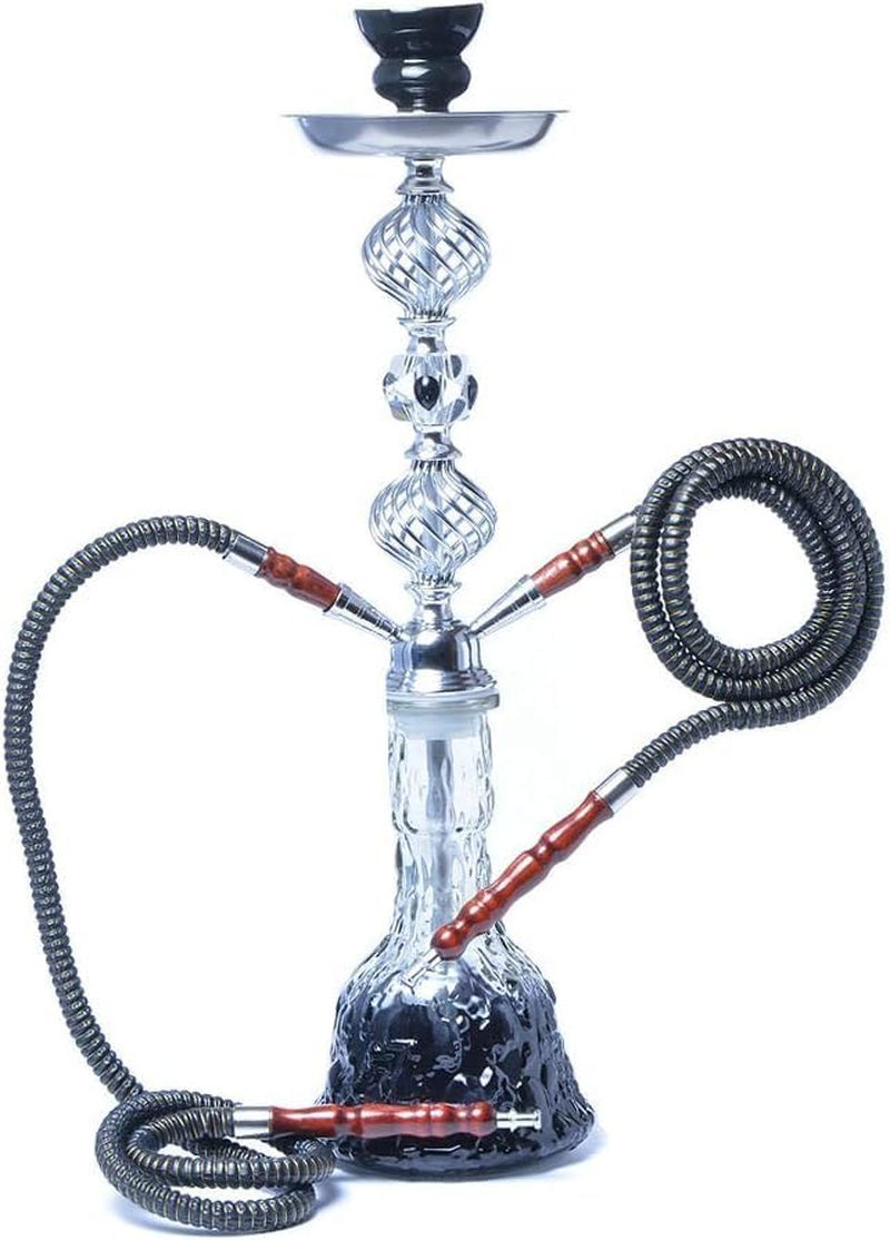 Pipe Set Glass Waterpipe, 53Cm Glass Waterpipe with 2 Tubes Black Shisha Set