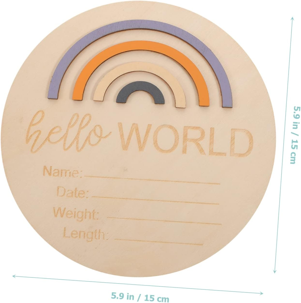 ERINGOGO Wooden Milestone Cards Rainbow Design Newborn Monthly Announcement Discs Photo Prop Keepsake for Nursery and Name Sign image number 3