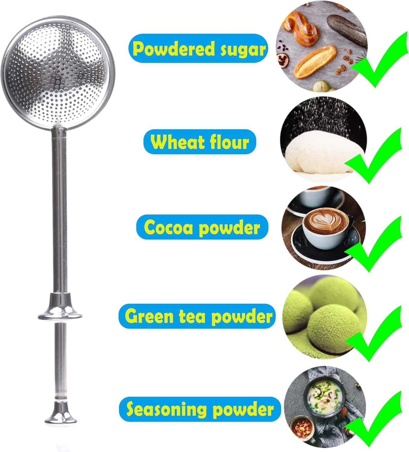 2Pcs Good Grips Baker&rsquo;S Dusting Wand Flour and Spices Sugar, Powdered Sugar Shaker Duster Flour Dispenser Stainless Steel image number 5