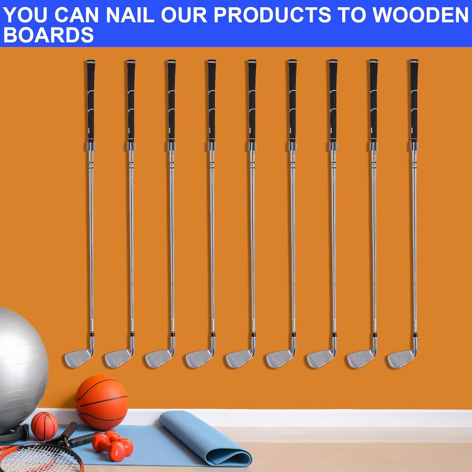 Deekin 30 Pcs Golf Club Holder Golf Club Rack Golf Storage Organizer for Garage Golf Club Hanger Golf Club Wall Mount with 60 Pcs Screws for Golf Clubs Wall Display, Grip up Type image number 2