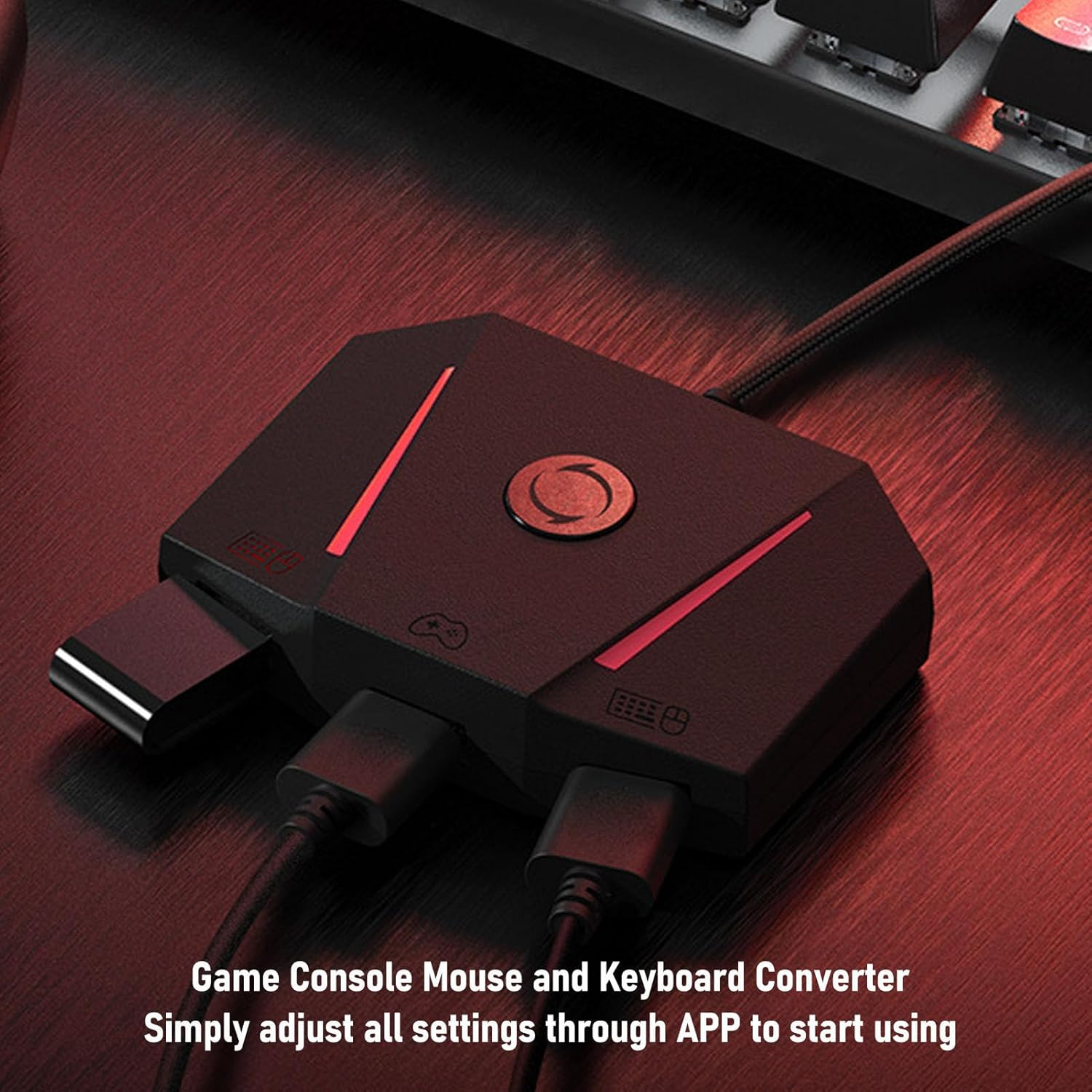 Gaming Keyboard Mouse Adapter for X/S, for , APP Control Gaming Mouse Keyboard Adapter with RGB Light & 3.5Mm Sound Jack image number 4