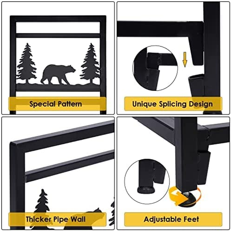 Firewood Rack Indoor Fireplace Log Holder Outdoor Wood Storage Log Rack Decorative Heavy Duty Steel Firewood Carrier Stove Bracket Stacking Rack - Fireplace, Stove and Fire Pit