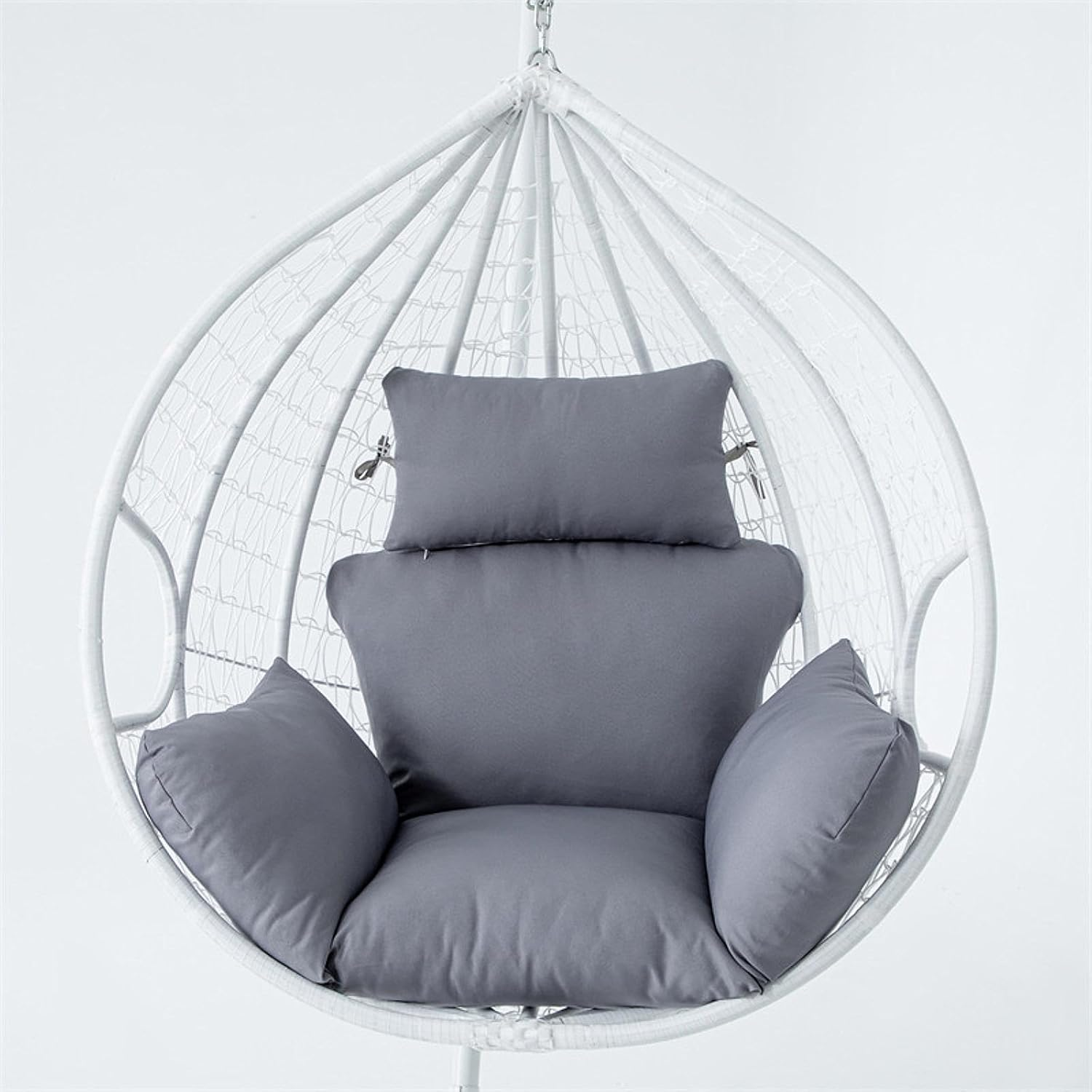 Hammock Swing Cushion with Headrest for Egg Chair Use, Gray, as Described image number 3
