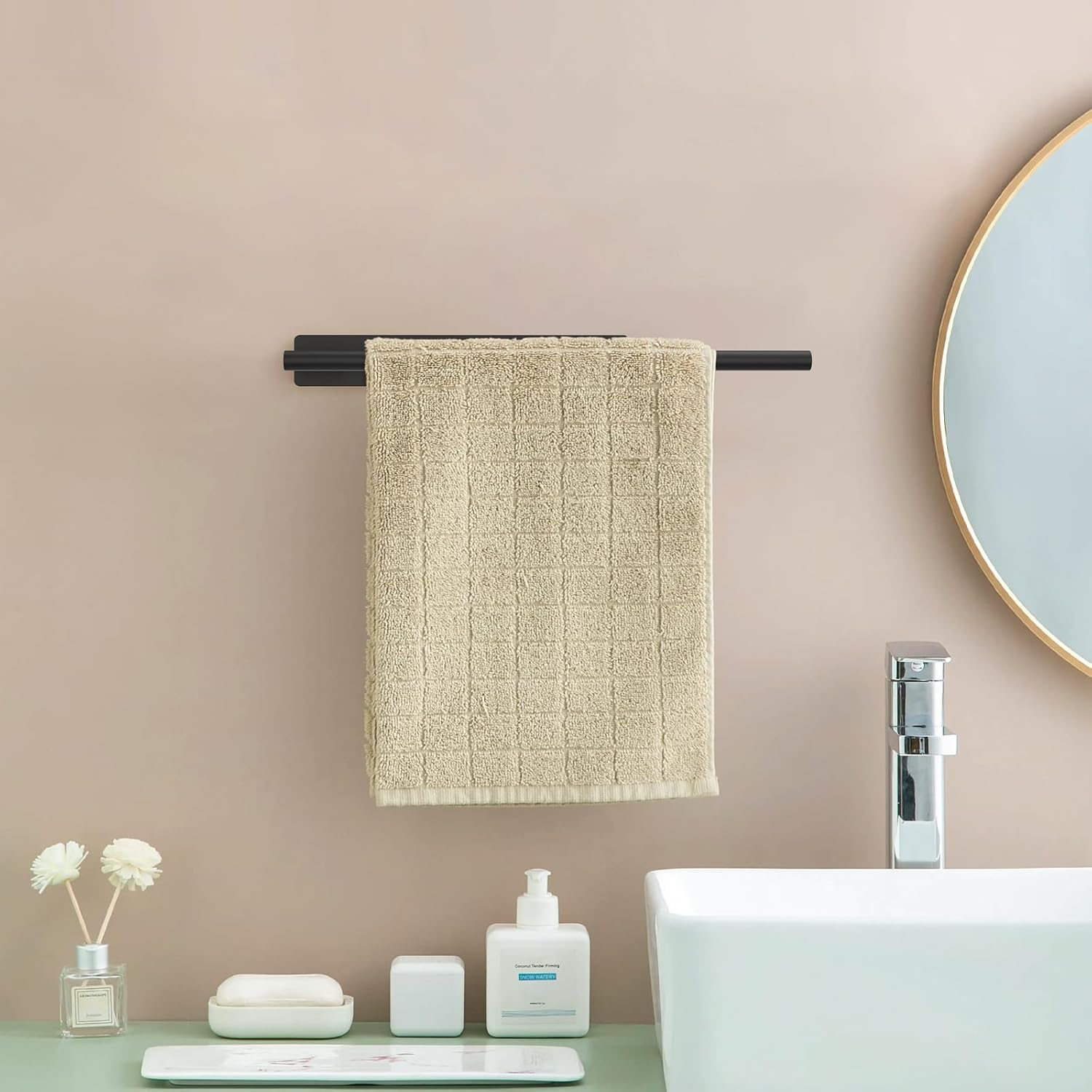 Ibergrif M34453B Towel Rail, 39CM Self Adhesive Hand Towel Holder for Bathroom/Kitchen Accessory, SUS304 Stainless Steel, No Drilling image number 5