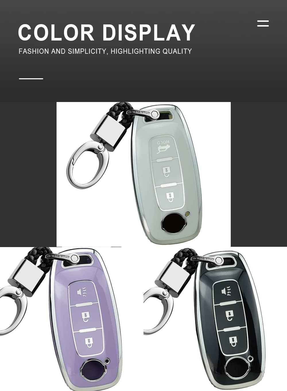 Ontto TPU Car Key Case Fit for Nissan Qashqai Altima Teana Ariya X-Trail T33 Qashqai J12 2022 2023 Smart Key Box Key Shell Key Holder Keychain Accessories Protector 3 Button - A-White image number 3