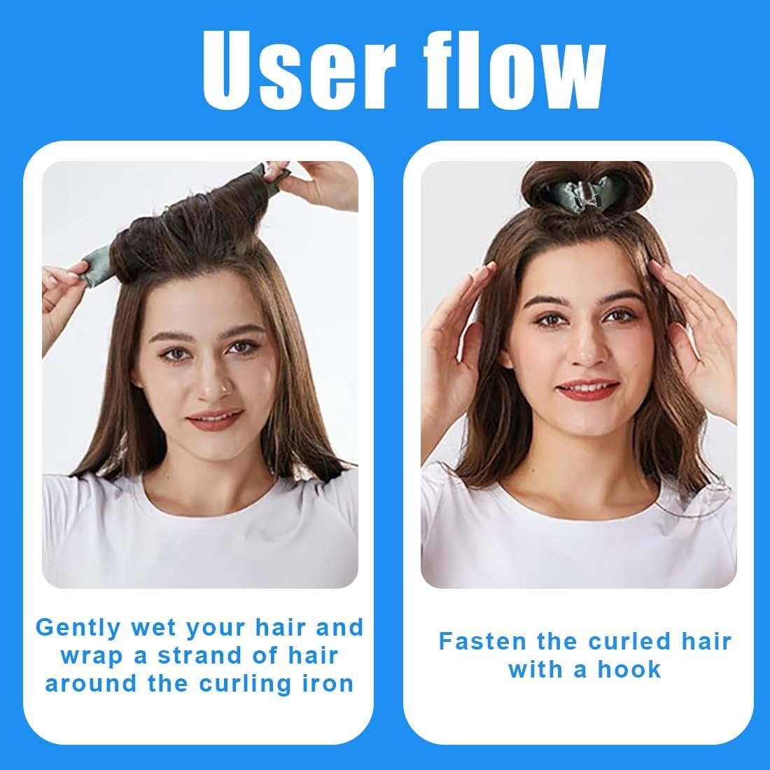 Weddhuis Pack of 3 Heatless Curls Band Overnight Blowout Curls without Heat DIY Overnight Curls Rubber Heat Free Curlers Curls Overnight for Medium Long Hair (Black) image number 3