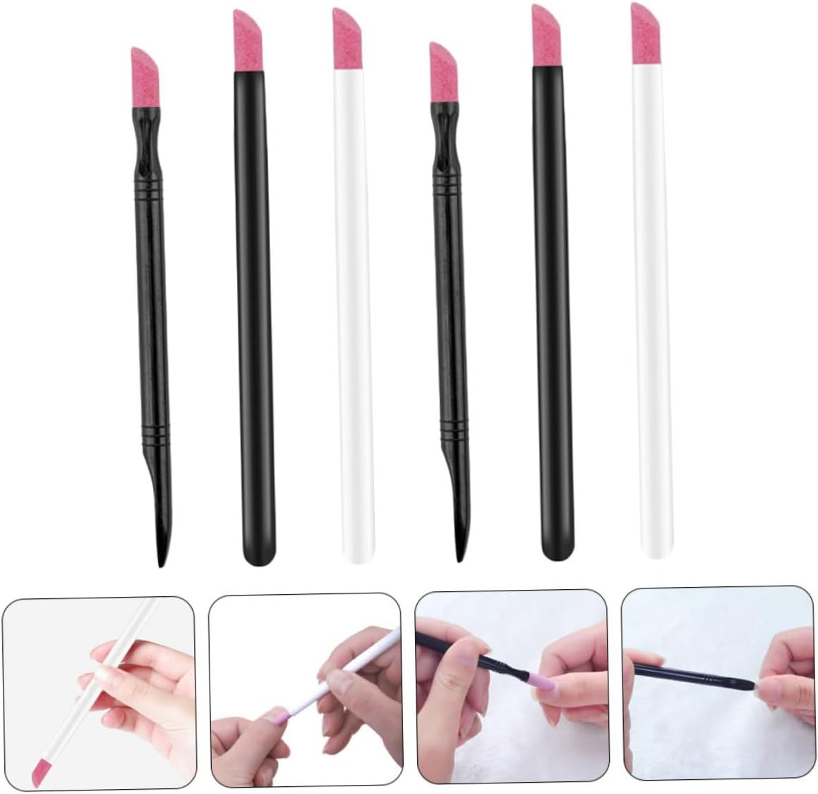 6Pcs Nail Grinding Pens for Manicure and Pedicure Abs Cuticle Remover Tools Practical Dead Skin Cleaning and Nail Engraving Accessories for Professional and Home Use image number 2