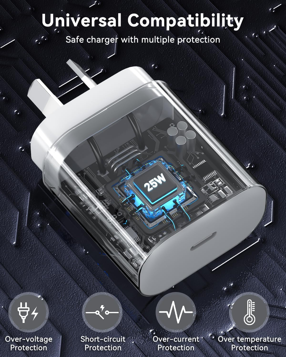 Super Fast Charger 2Pack - 25W USB C Wall Charger for Samsung with USB-C to C Cable, Type C Wall Adapter Compatible with Samsung Galaxy S25 Ultra//S25+/S24+/S24/S23/S22/S21, Galaxy S10/A54 image number 5