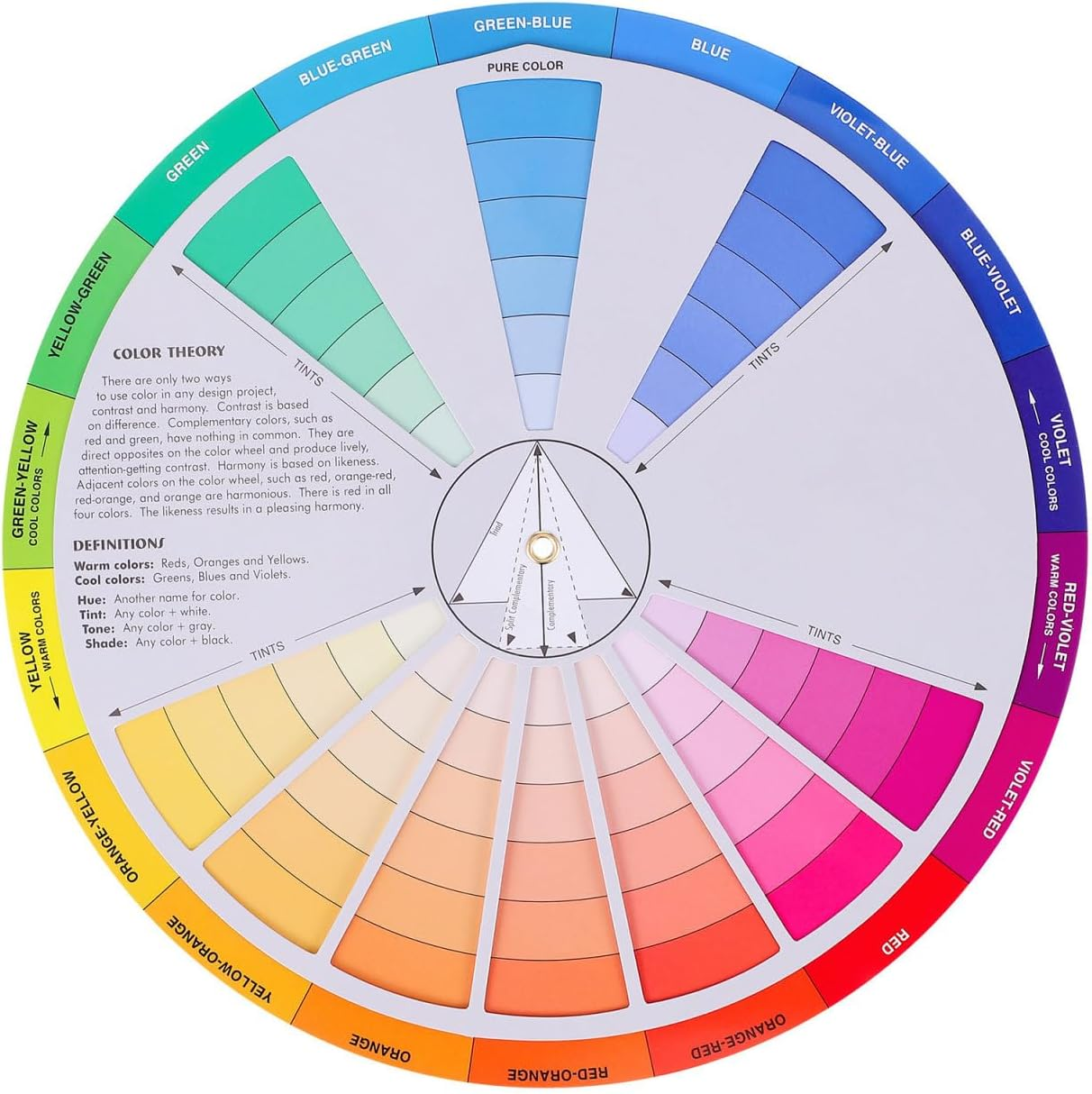 Tofficu 1Pc Creative Color Wheel, Paint Mixing Learning Guide, Artist Color Wheel Color Wheel, Art Class Teaching Tool for Makeup Painting Tattoo
