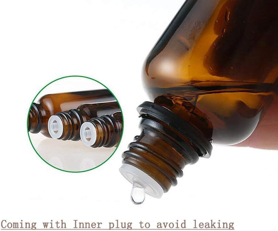 6Pcs 20Ml/0.68Oz Amber Glass Empty Refillable Dropping Bottles with Screw Cap and Leakproof Plug Essential Oil Containers Cosmetic Sample Vials Dispensers for Aromatherapy Massage Oil Storage image number 4