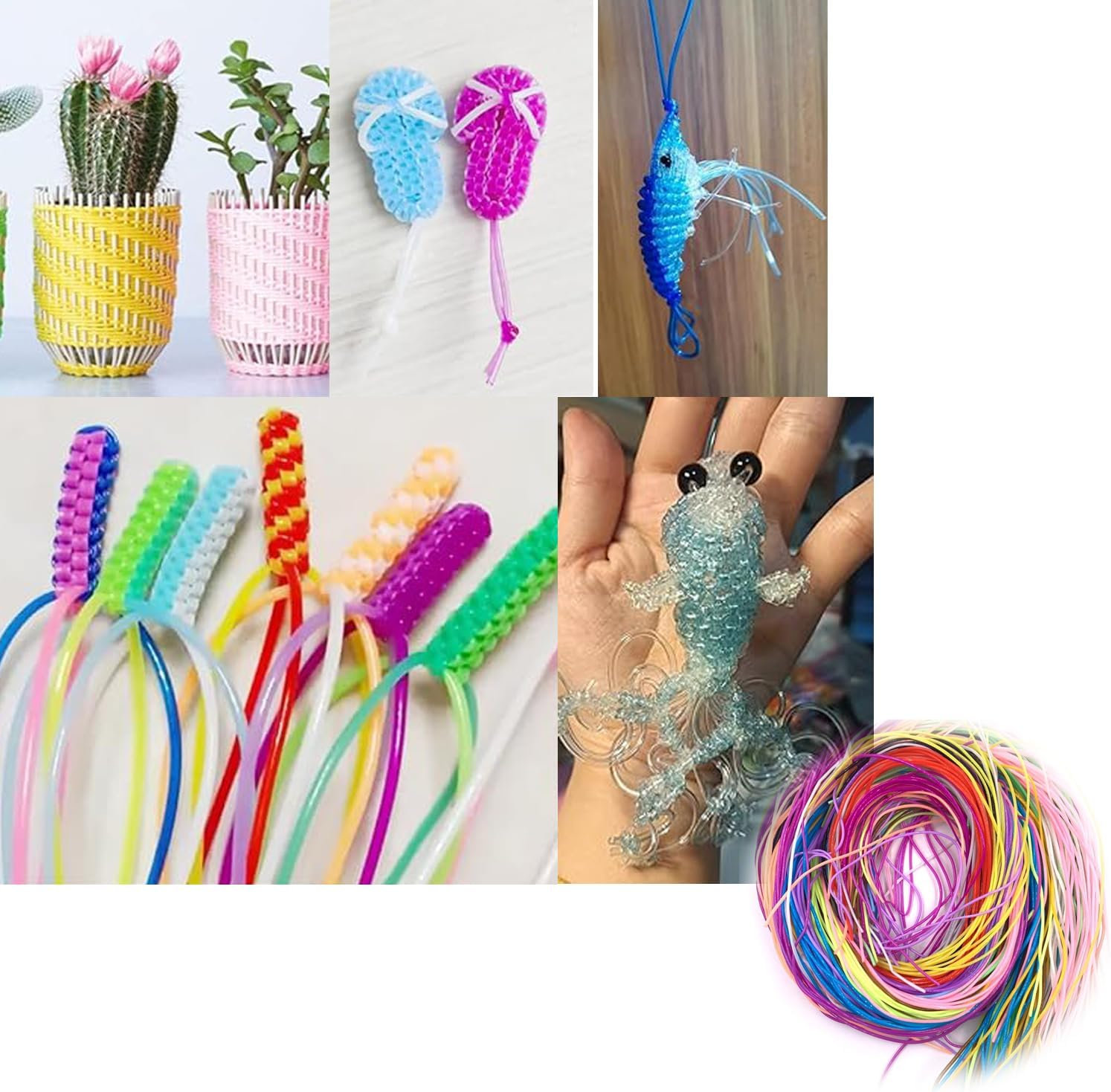 WEZCHUGHAOL 200Pcs Braided Strings Bundle, 20 Colors Plastic Bands for DIY Jewelry Making &ndash; 20 Metal Rings & 20 Hooks, Craft Supplies for Bracelets, Necklaces, Friendship Bracelet Kits image number 5