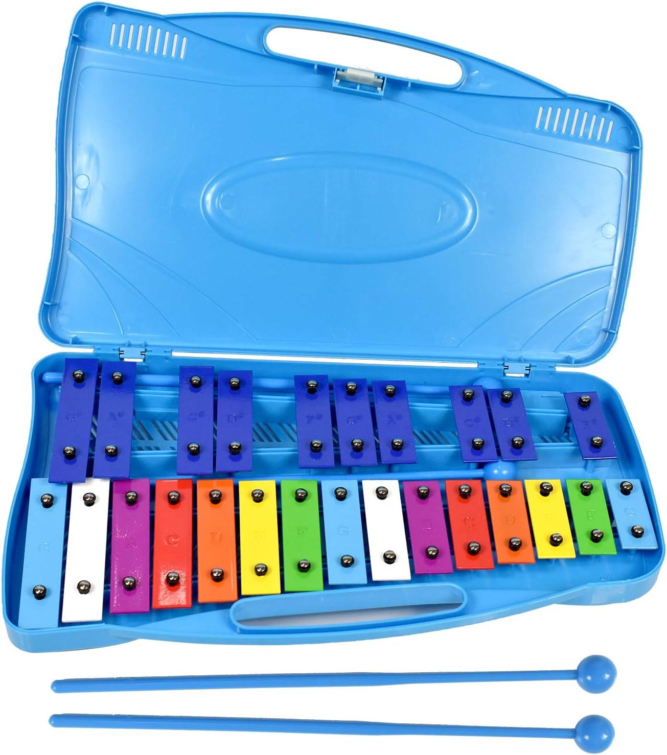 ENNBOM 25 Notes Vibraphone Xylophone Glockenspiel Black Blue Percussion Instrument with Case (Blue Case- Blue) image number 5