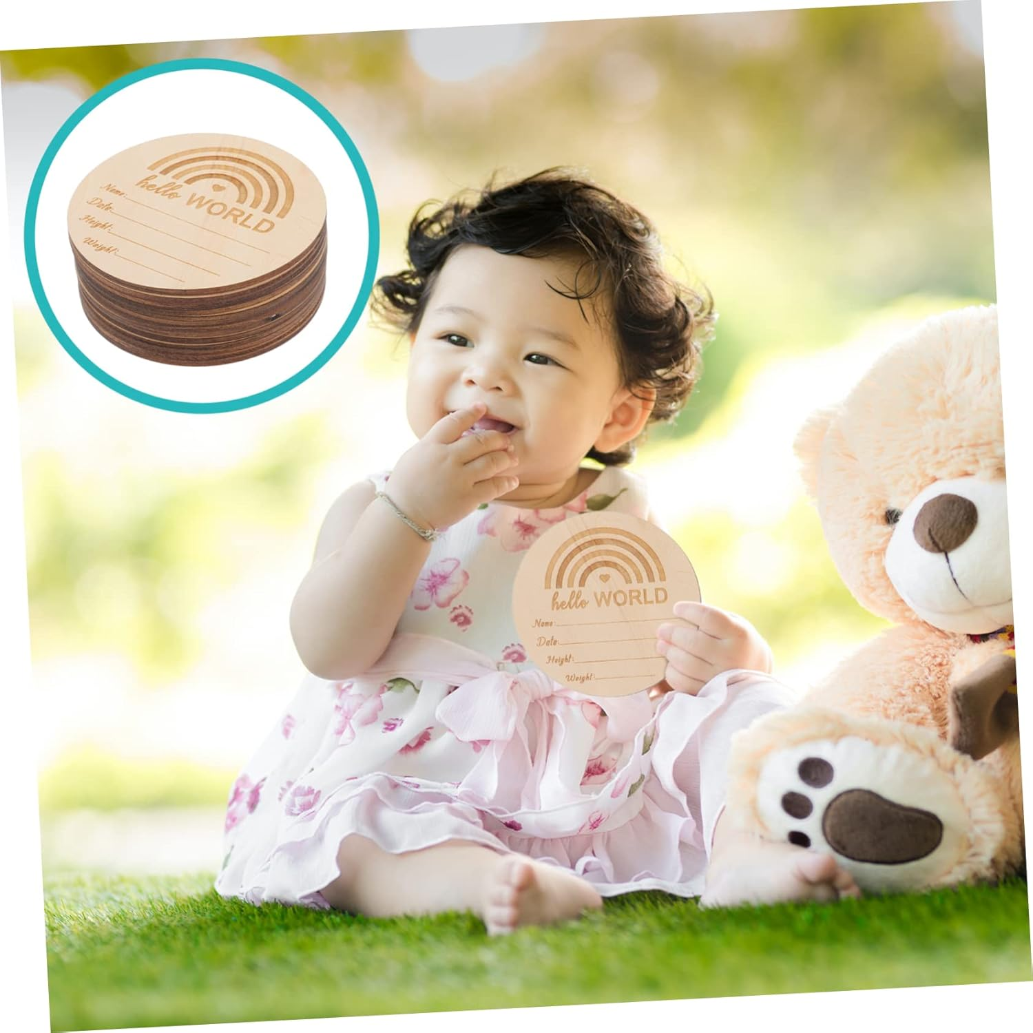 13Pcs Wooden Milestone Cards Photo Prop Newborn Name Sign Milestone Announcements image number 1