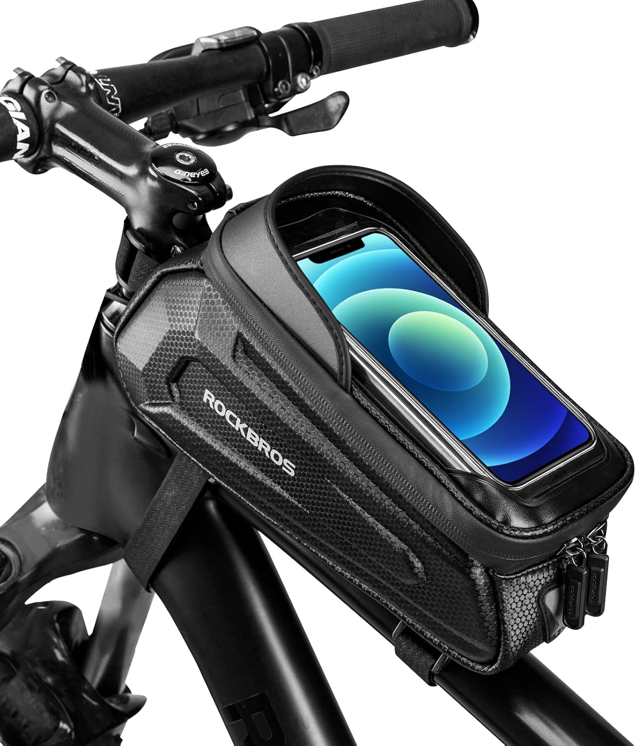 ROCKBROS Bike Phone Bag Bicycle Front Frame Bag Waterproof Top Tube Handlebar Bag Bike Phone Mount Bag EVA Cycling Accessories Pouch for Iphone 13 12 11 below 6.8&rdquo; image number 5
