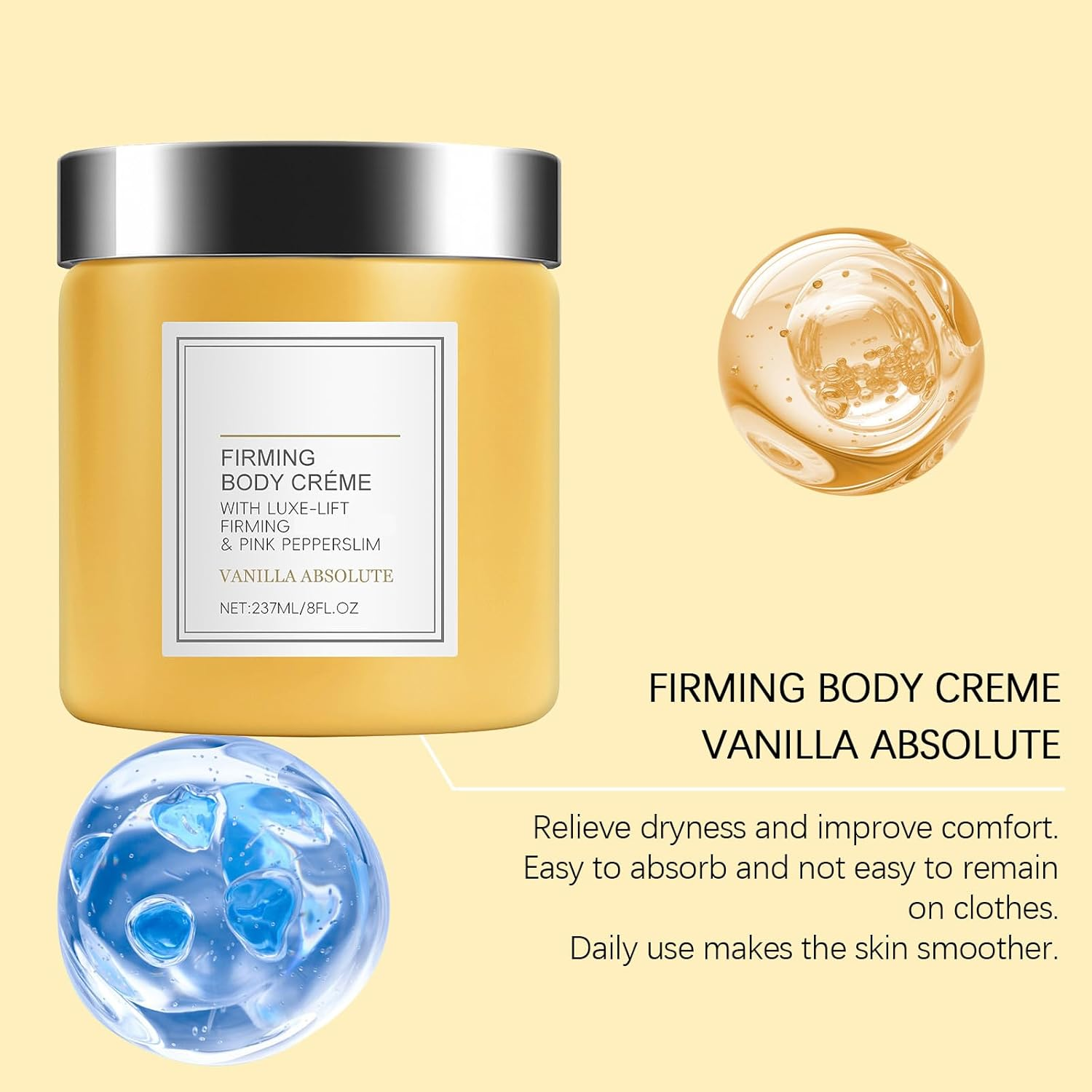 Firming and Lifting Body Creme, Vanilla Firming Body Lotion, Containing Luxurious Lifting and Firmings Complex and Pink Pepper Extract ，Nourishes Dry Skin on Skin Visibly Firmer (4Pcs) - 2Pcs image number 4