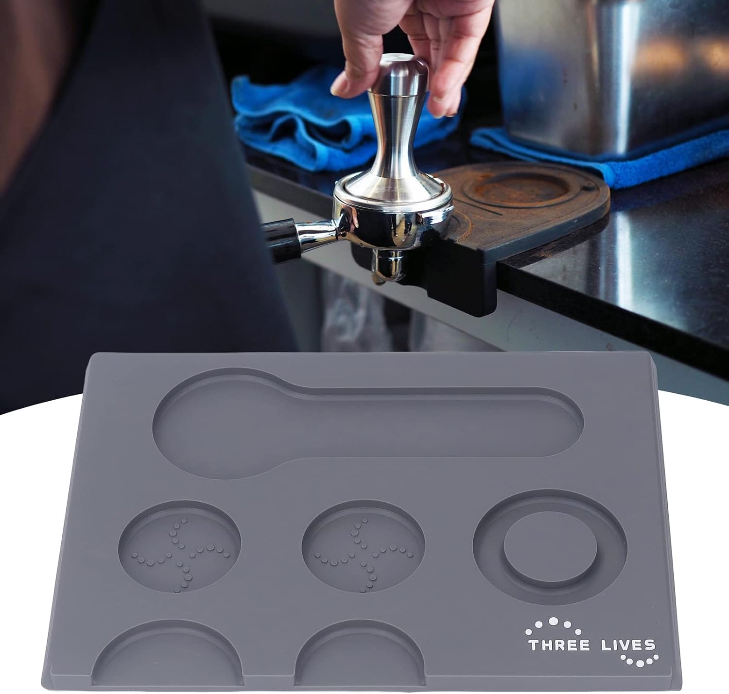 LOCADENCE Espresso Tamping Mat, 8.7 X 11.8In Multifunctional Non Slip PVC Coffee Tamper Mat, Portable Tamping Pad for Milk Tea Shops, Homes, Offices image number 1