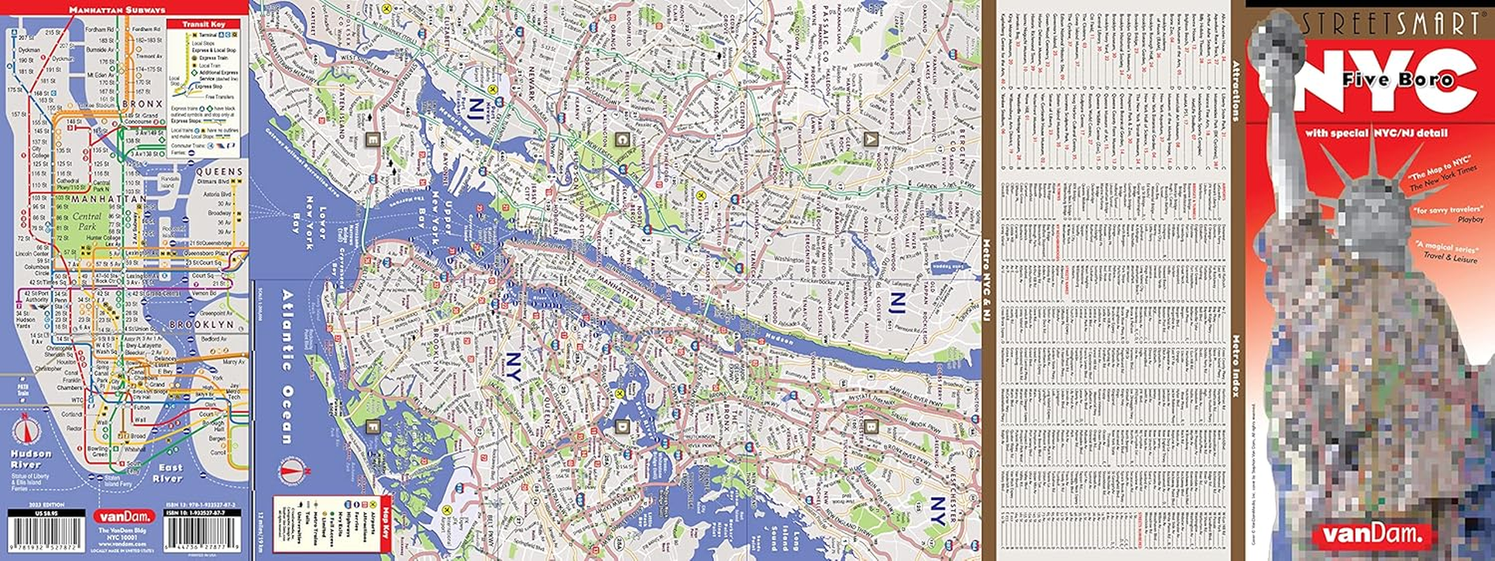 Streetsmart NYC Five Boro Map by Vandam-Laminated Pocket City Street Map W/ Attractions in Metro NYC & All 5 Boros of NY City: Manhattan, Brooklyn, ... Map 2024 Edition: Five Boro Edition: 32 image number 1